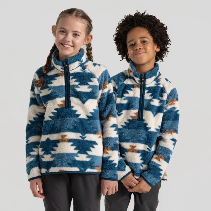 Kids Half Zip Fleece Craghoppers Kid039s Pico Half Zip Fleece Tourmaline Blue Print