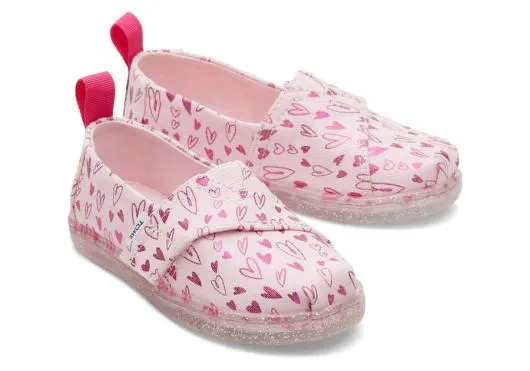 Kids KidsTiny Alpargata Foil Hearts Print Pink Hearts TOMS Alpargatas
