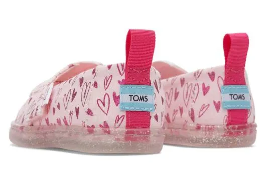 Kids KidsTiny Alpargata Foil Hearts Print Pink Hearts TOMS Alpargatas