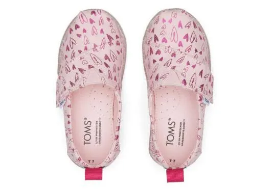 Kids KidsTiny Alpargata Foil Hearts Print Pink Hearts TOMS Alpargatas