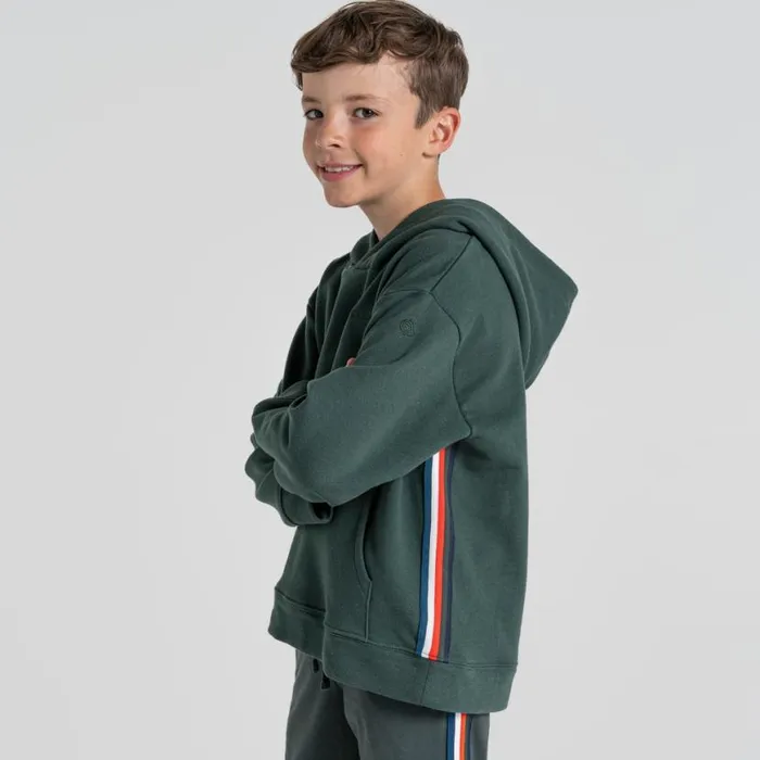 Kids Long Sleeve Craghoppers Kid039s NosiLife Baylor Hooded Top Spruce Green