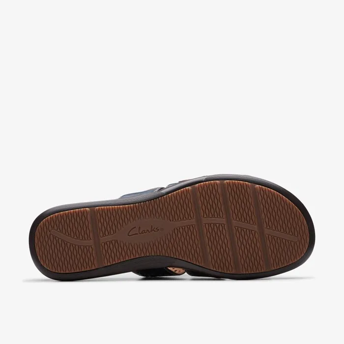 Kitly Walk Navy Leather Women Clarks Sandals and Flip Flops