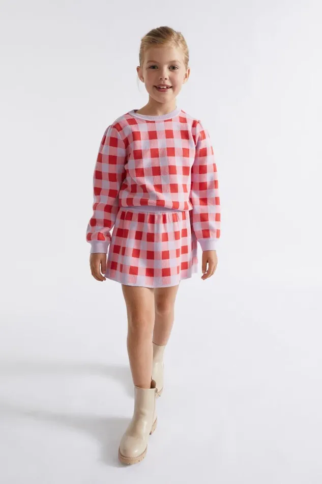 Knitwear and Sweaters Girl Seed Heritage Gingham Skirt Orchid
