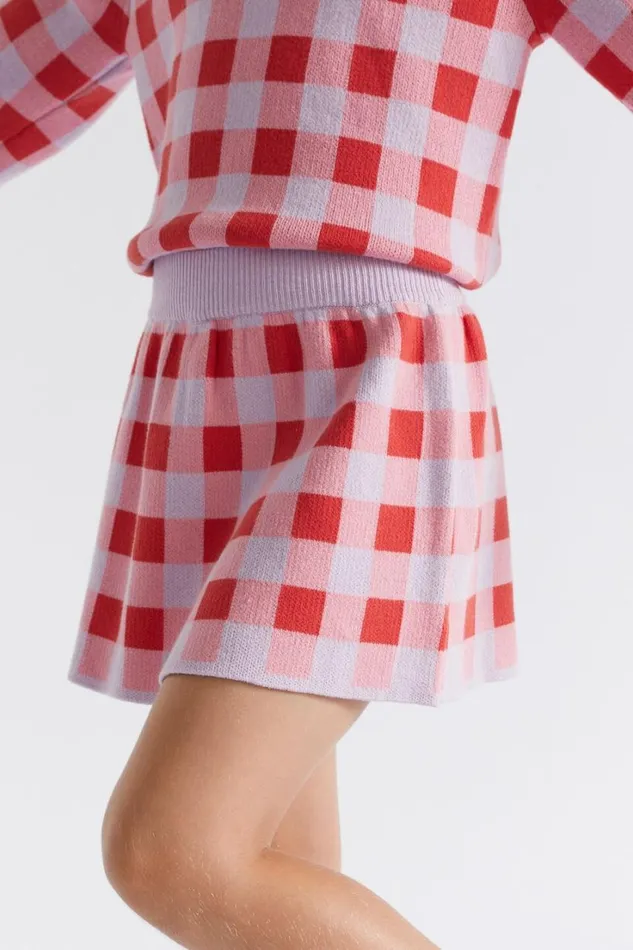 Knitwear and Sweaters Girl Seed Heritage Gingham Skirt Orchid