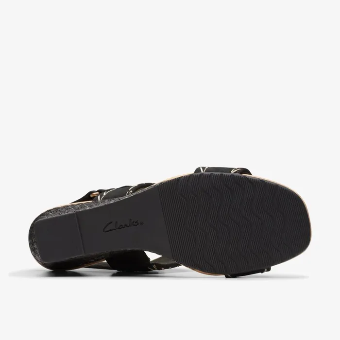 Kyarra Rose Black Nubuck Women Clarks Wedges
