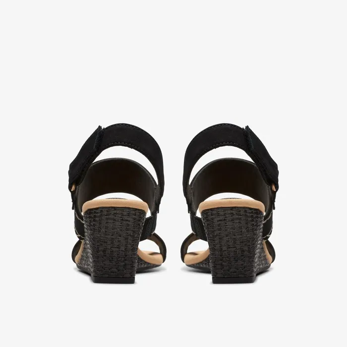 Kyarra Rose Black Nubuck Women Clarks Wedges