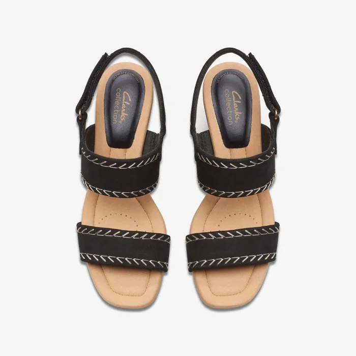 Kyarra Rose Black Nubuck Women Clarks Wedges