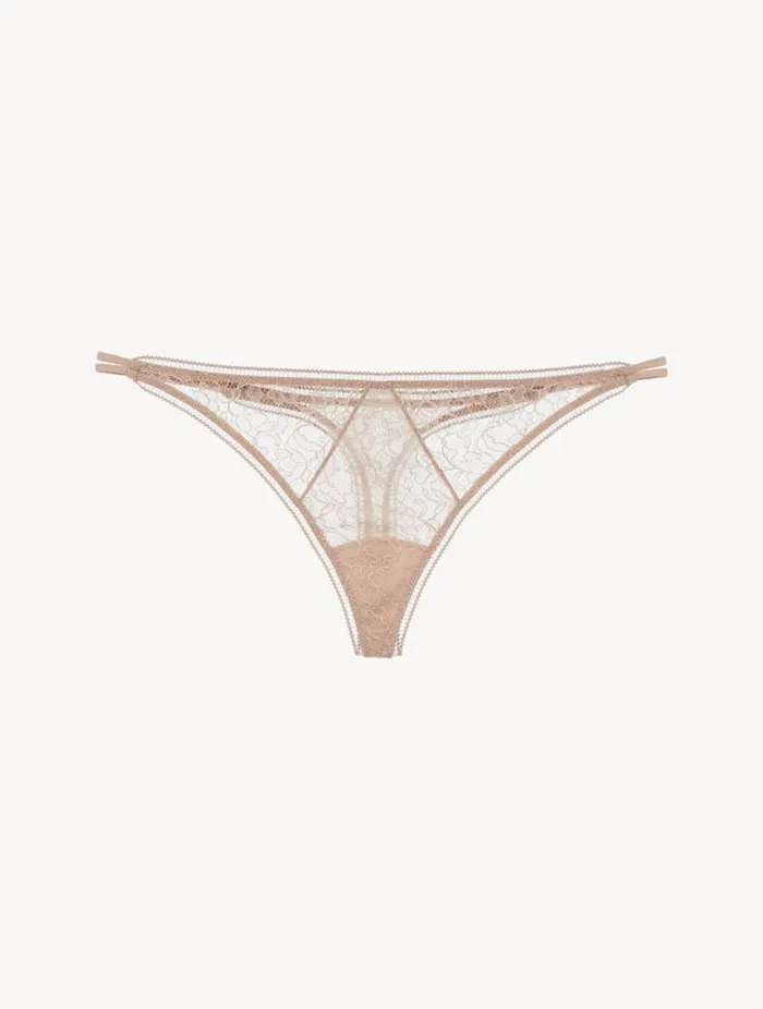 Lace Thong In Oak Blush Lingerie La Perla G String and Thong