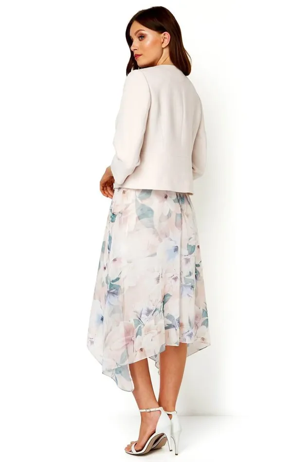 Light Pink 34 Sleeve Tailored Jacquard Jacket Women Roman Occasionwear