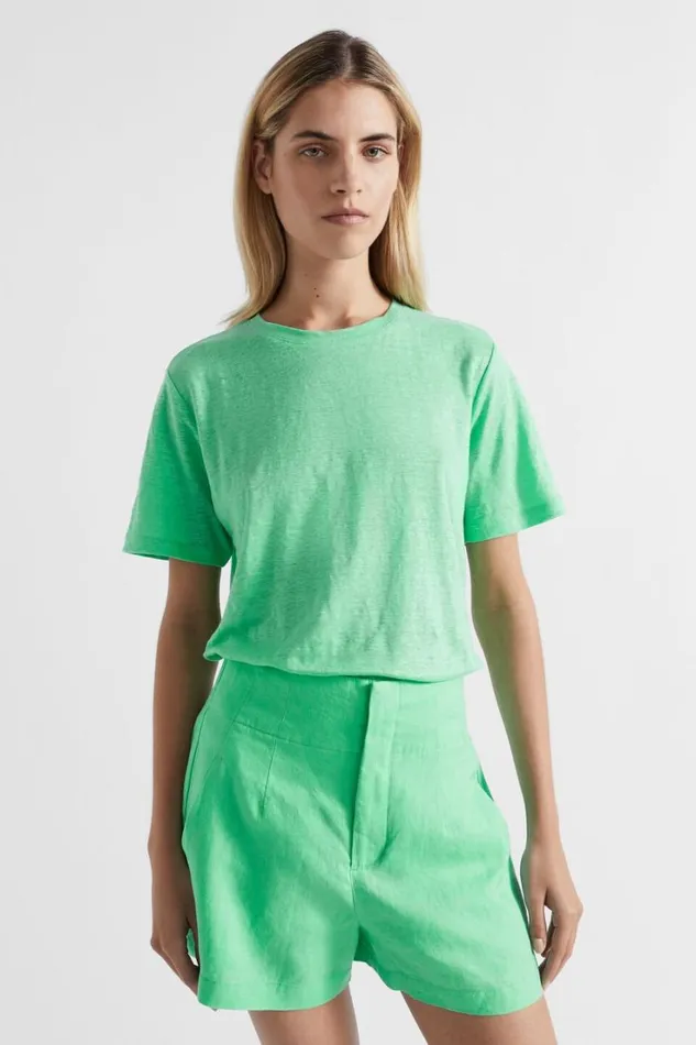 Linen Woman Seed Heritage Core Linen Relaxed Tee Key Lime