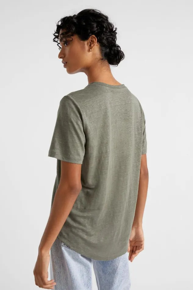 Linen Woman Seed Heritage Core Linen Relaxed Tee Smokey Olive