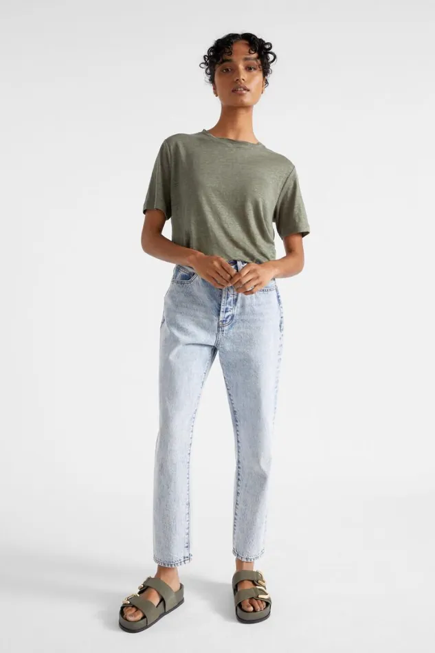 Linen Woman Seed Heritage Core Linen Relaxed Tee Smokey Olive