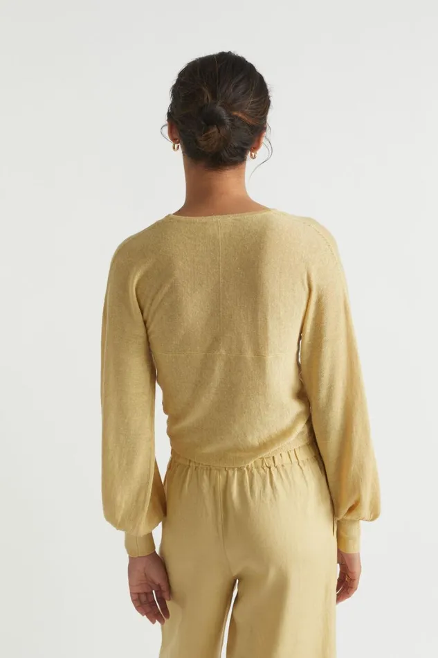 Linen Woman Seed Heritage Linen Wrap Sweater Shortbread