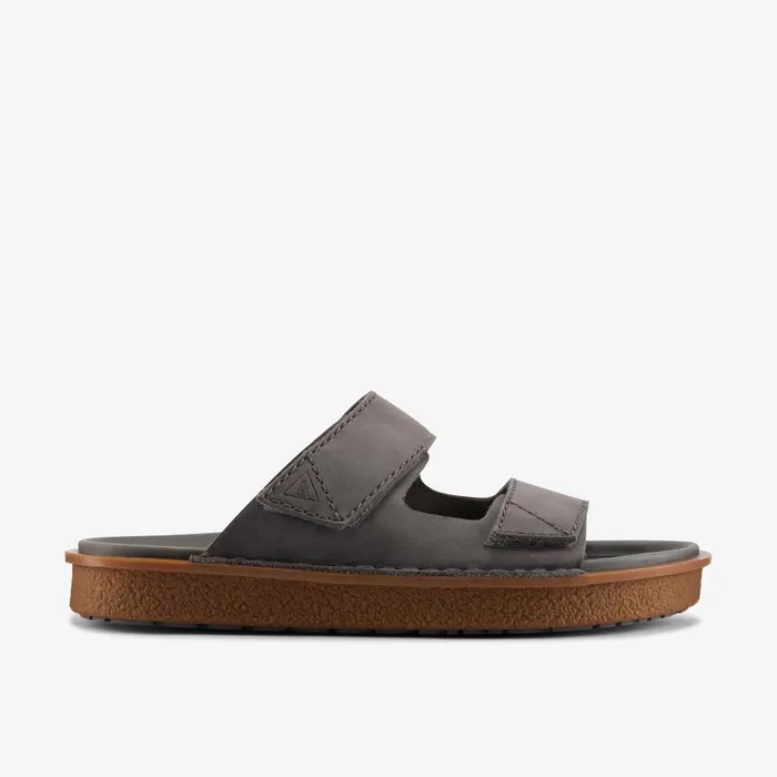 Litton Strap Dark Grey Leather Men Clarks Sandals and Flip Flops
