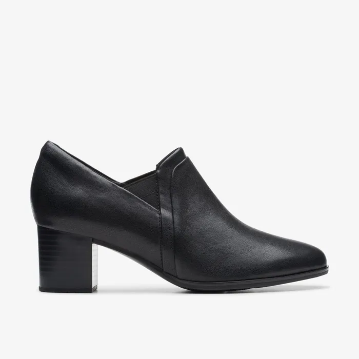 Loken Way Black Leather Women Clarks Heels and Pumps