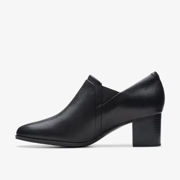 Loken Way Black Leather Women Clarks Heels and Pumps