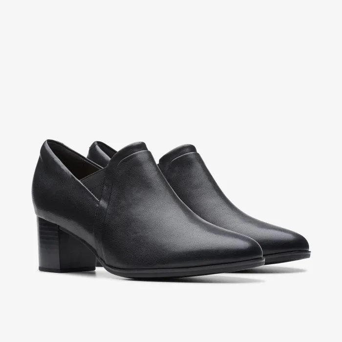 Loken Way Black Leather Women Clarks Heels and Pumps