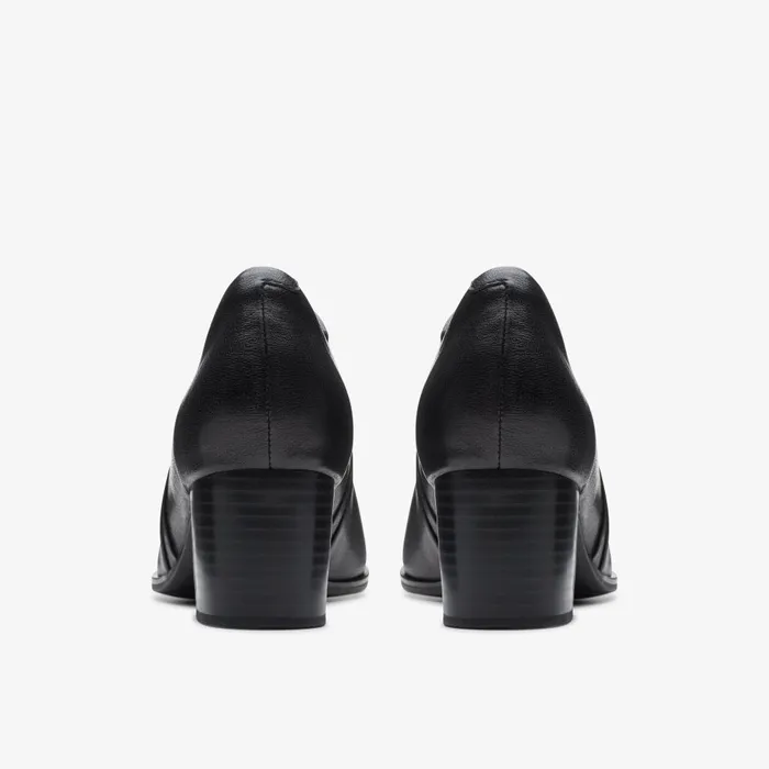 Loken Way Black Leather Women Clarks Heels and Pumps