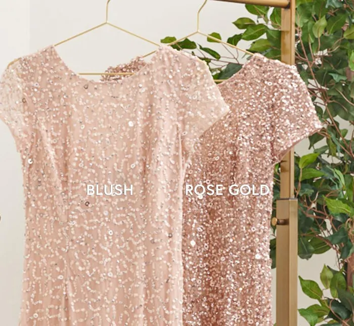 Long Dresses Womens Adrianna Papell Scoop Back Sequin Gown In Rose Gold