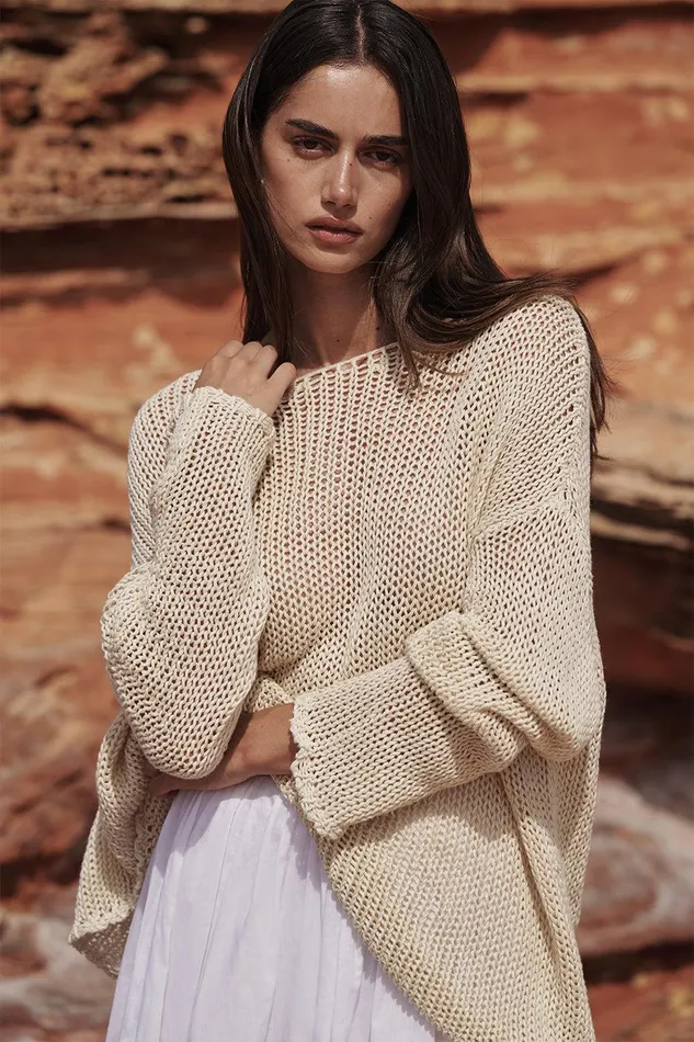LOU NATURAL MARLE OPEN WEAVE JUMPER Women DISSH Long Sleeved