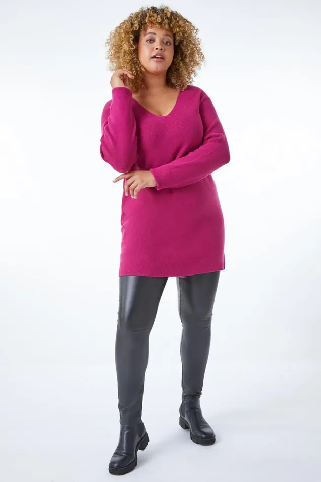 Magenta Curve Wide Sleeve Jumper Women Roman Knitwear