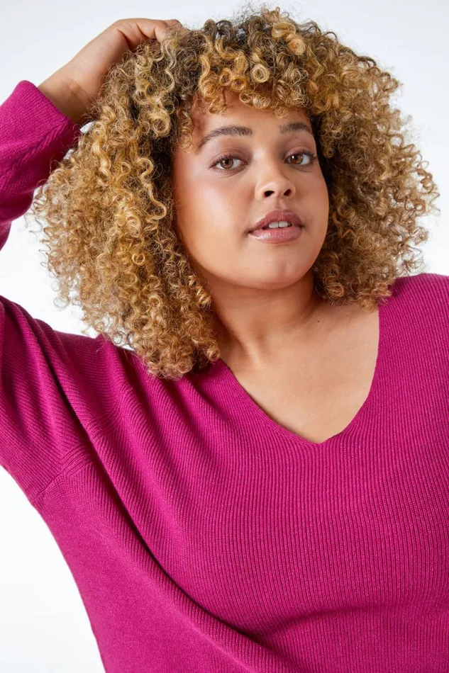 Magenta Curve Wide Sleeve Jumper Women Roman Knitwear