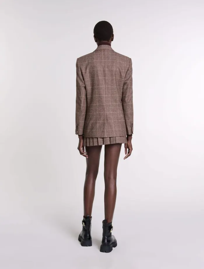 Maje Blazers and Jackets Womens Suit Jacket Brown Checks