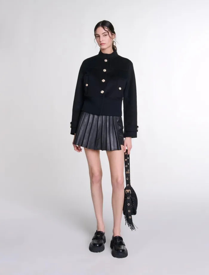 Maje Blazers and Jackets Womens Wool Jacket Black