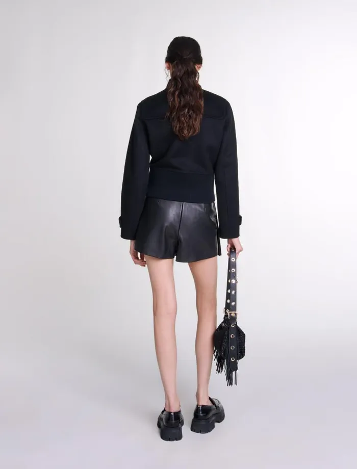 Maje Blazers and Jackets Womens Wool Jacket Black