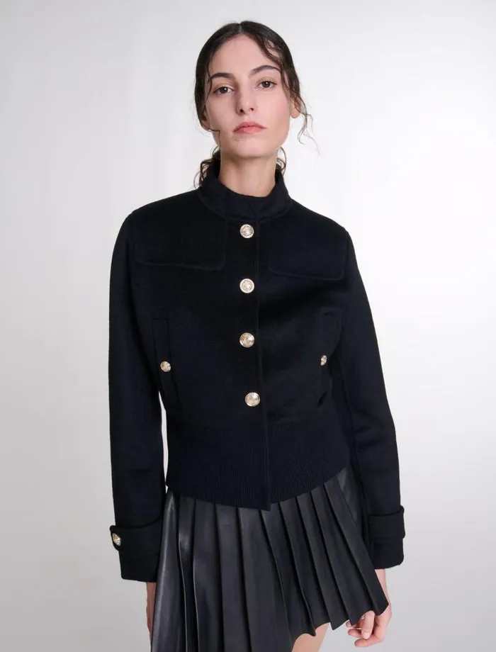 Maje Blazers and Jackets Womens Wool Jacket Black