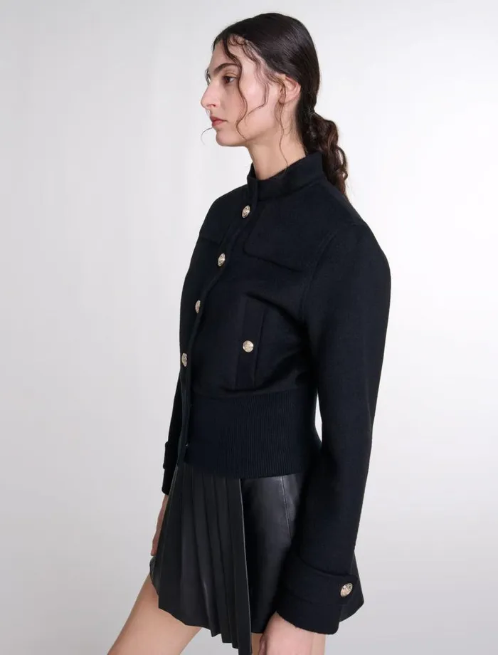 Maje Blazers and Jackets Womens Wool Jacket Black
