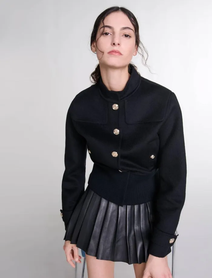 Maje Blazers and Jackets Womens Wool Jacket Black