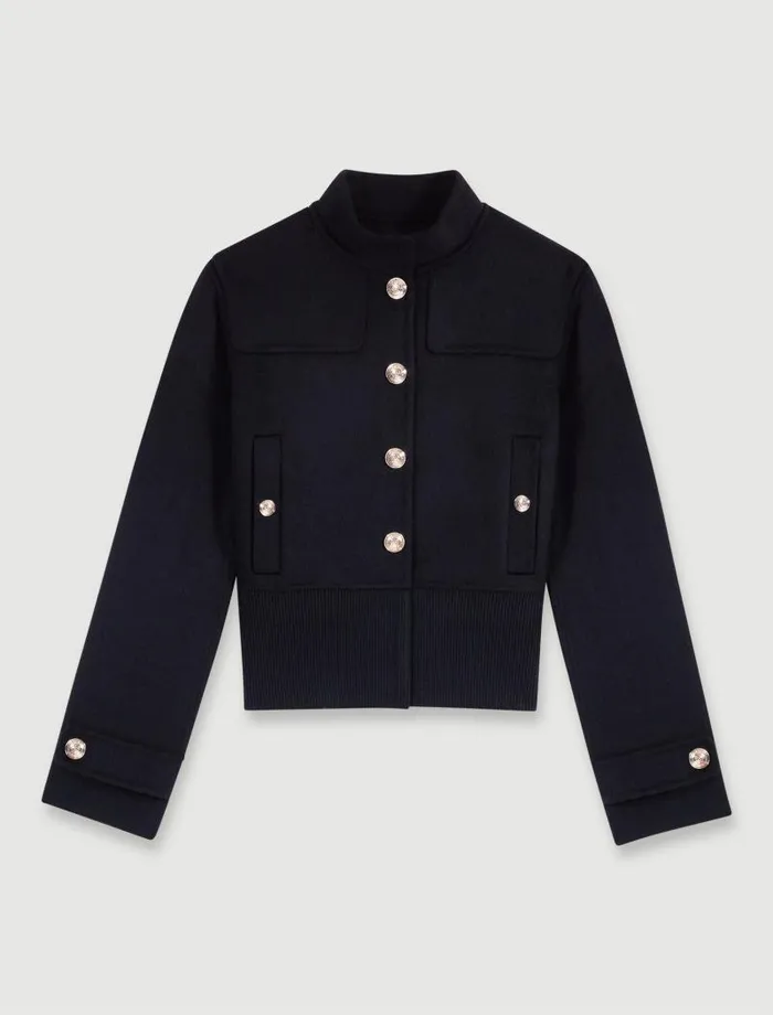 Maje Blazers and Jackets Womens Wool Jacket Black