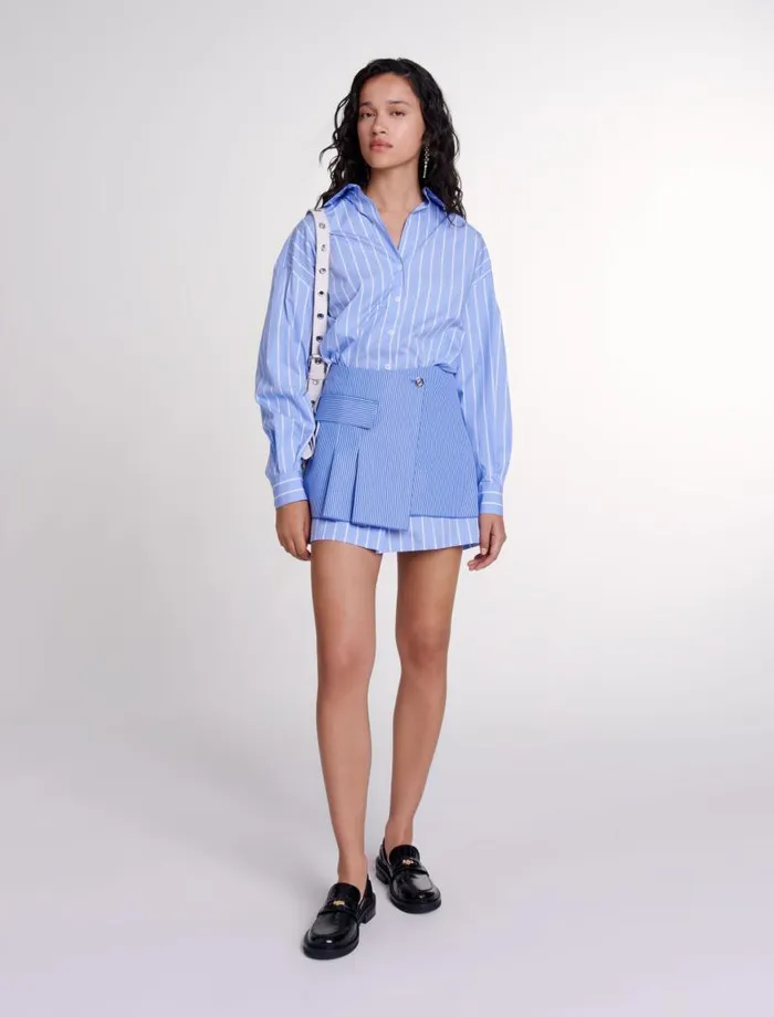 Maje Dresses Womens 2in1 Striped Dress Blue And White Stripe