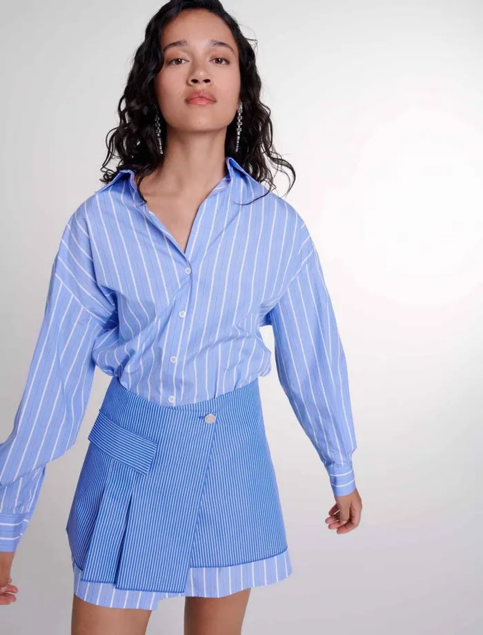 Maje Dresses Womens 2in1 Striped Dress Blue And White Stripe