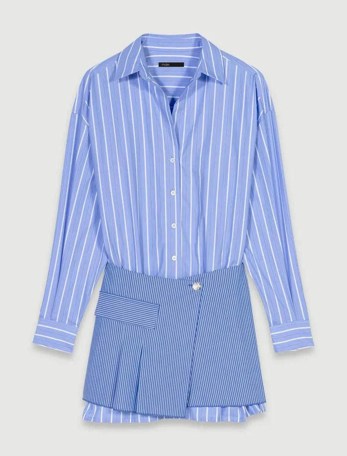 Maje Dresses Womens 2in1 Striped Dress Blue And White Stripe