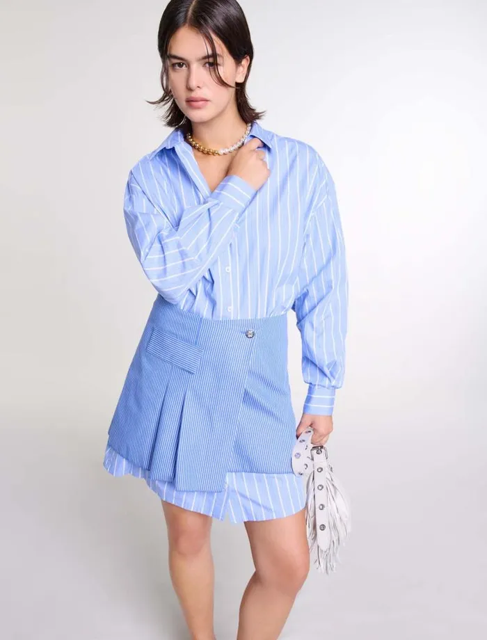 Maje Dresses Womens 2in1 Striped Dress Blue And White Stripe