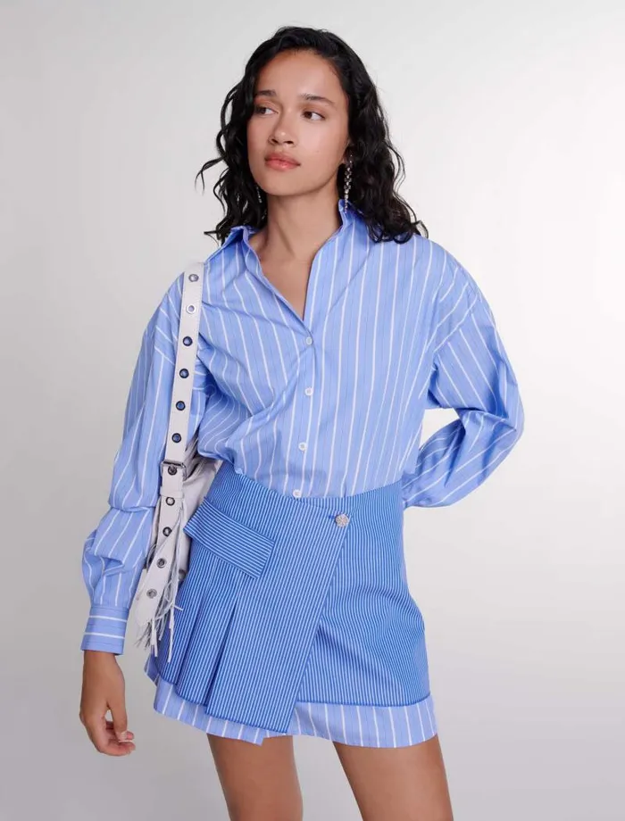 Maje Dresses Womens 2in1 Striped Dress Blue And White Stripe