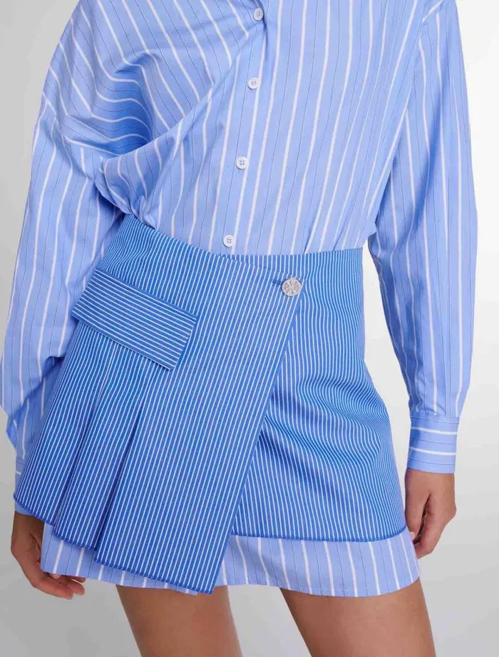 Maje Dresses Womens 2in1 Striped Dress Blue And White Stripe