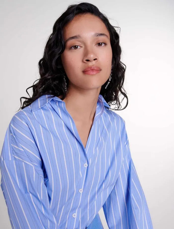 Maje Dresses Womens 2in1 Striped Dress Blue And White Stripe