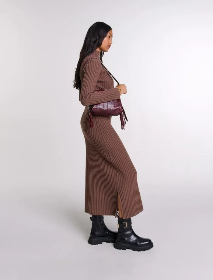 Maje Dresses Womens 2in1 Wool Maxi Dress Brown