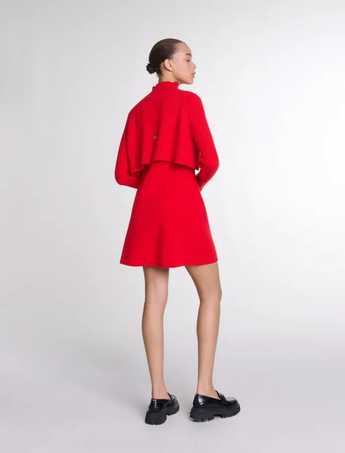 Maje Dresses Womens Knit 2in1 Short Dress Red
