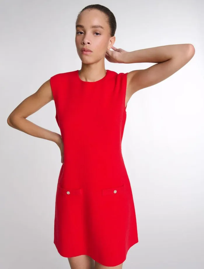 Maje Dresses Womens Knit 2in1 Short Dress Red