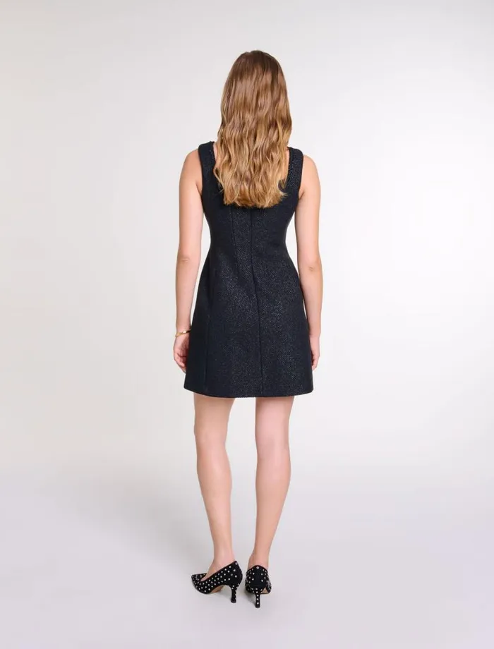 Maje Dresses Womens Short Rhinestone Dress Black