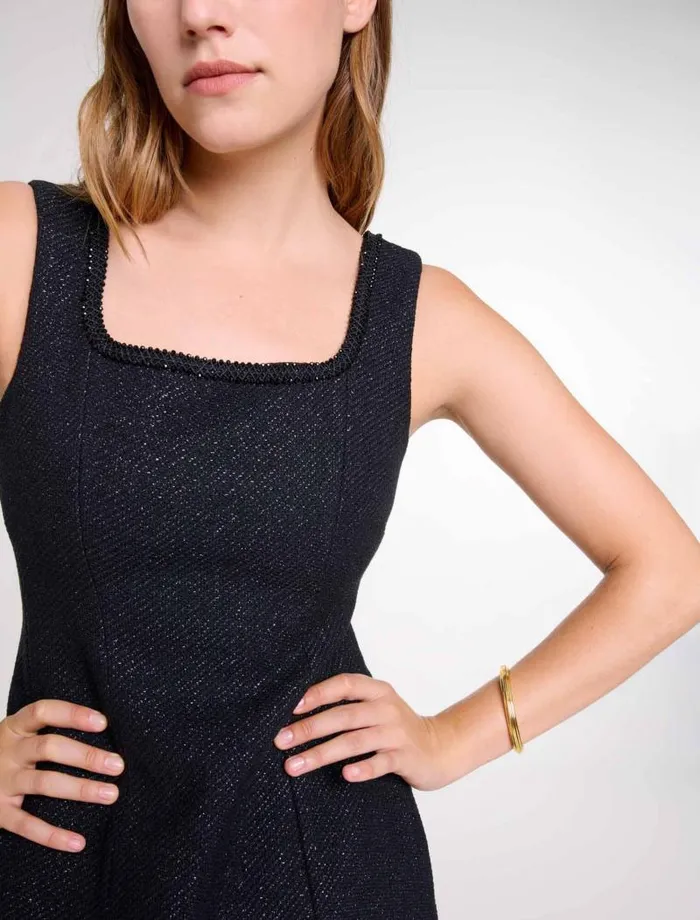 Maje Dresses Womens Short Rhinestone Dress Black