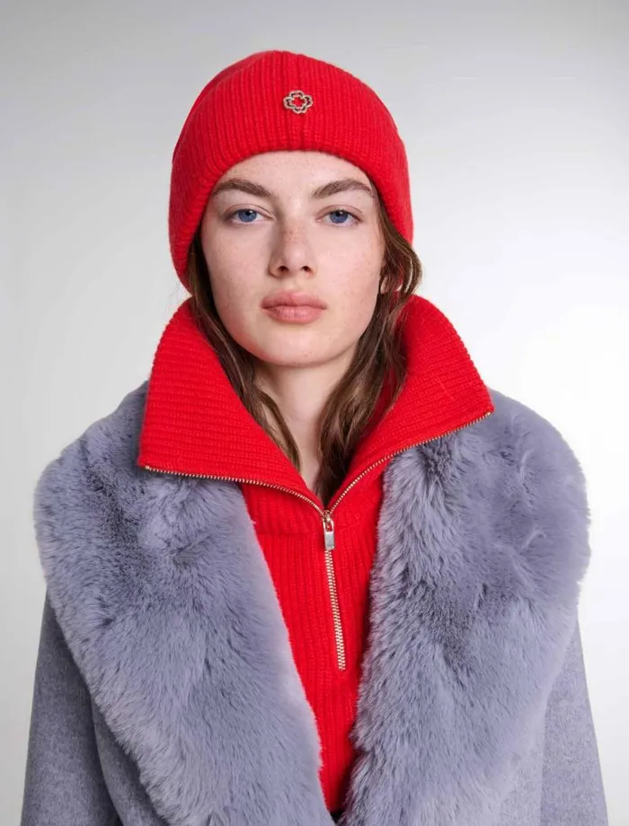 Maje Hats Womens Wool And Cashmere Hat Red