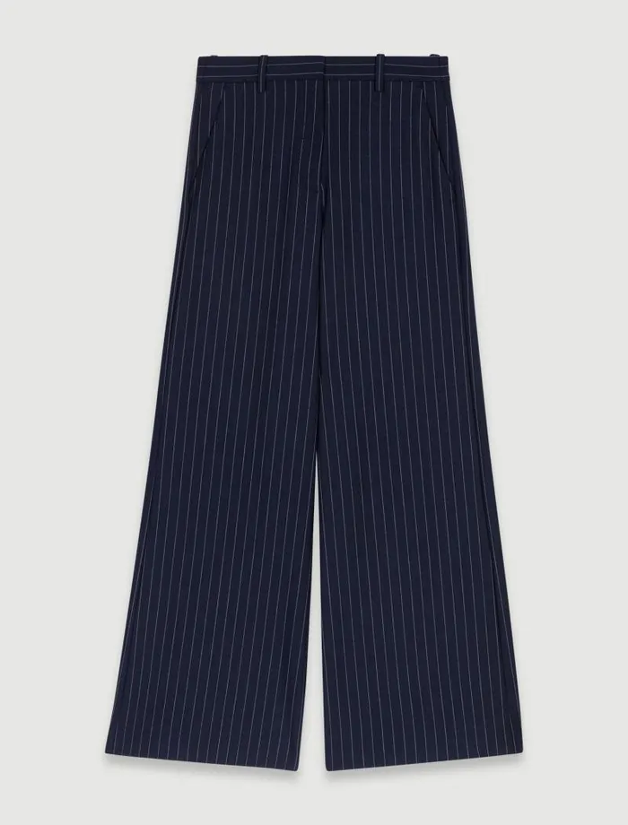 Maje Pants and Jeans Womens Striped Trousers Navy Tennis Stripe