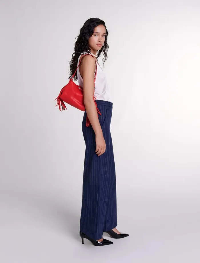 Maje Pants and Jeans Womens Striped Trousers Navy Tennis Stripe