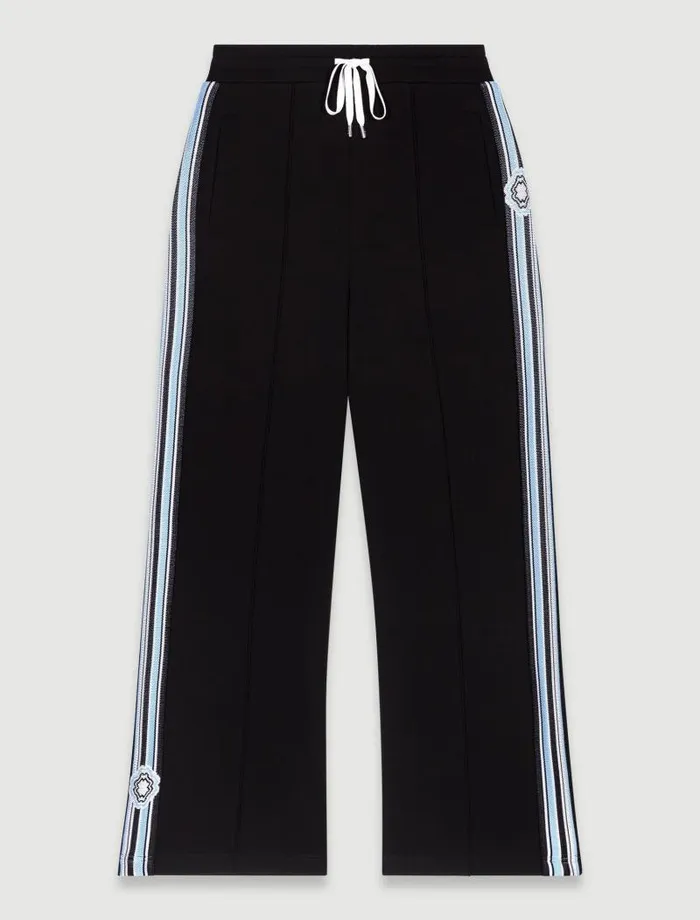 Maje Pants and Jeans Womens Wideleg Striped Jogging Bottoms Black