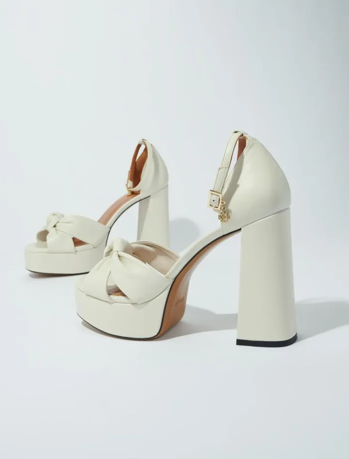 Maje Pumps and Sandals Womens Leather Platform Sandals Ecru Maje Pumps and Sandals Womens Leather Platform Sandals Ecru
